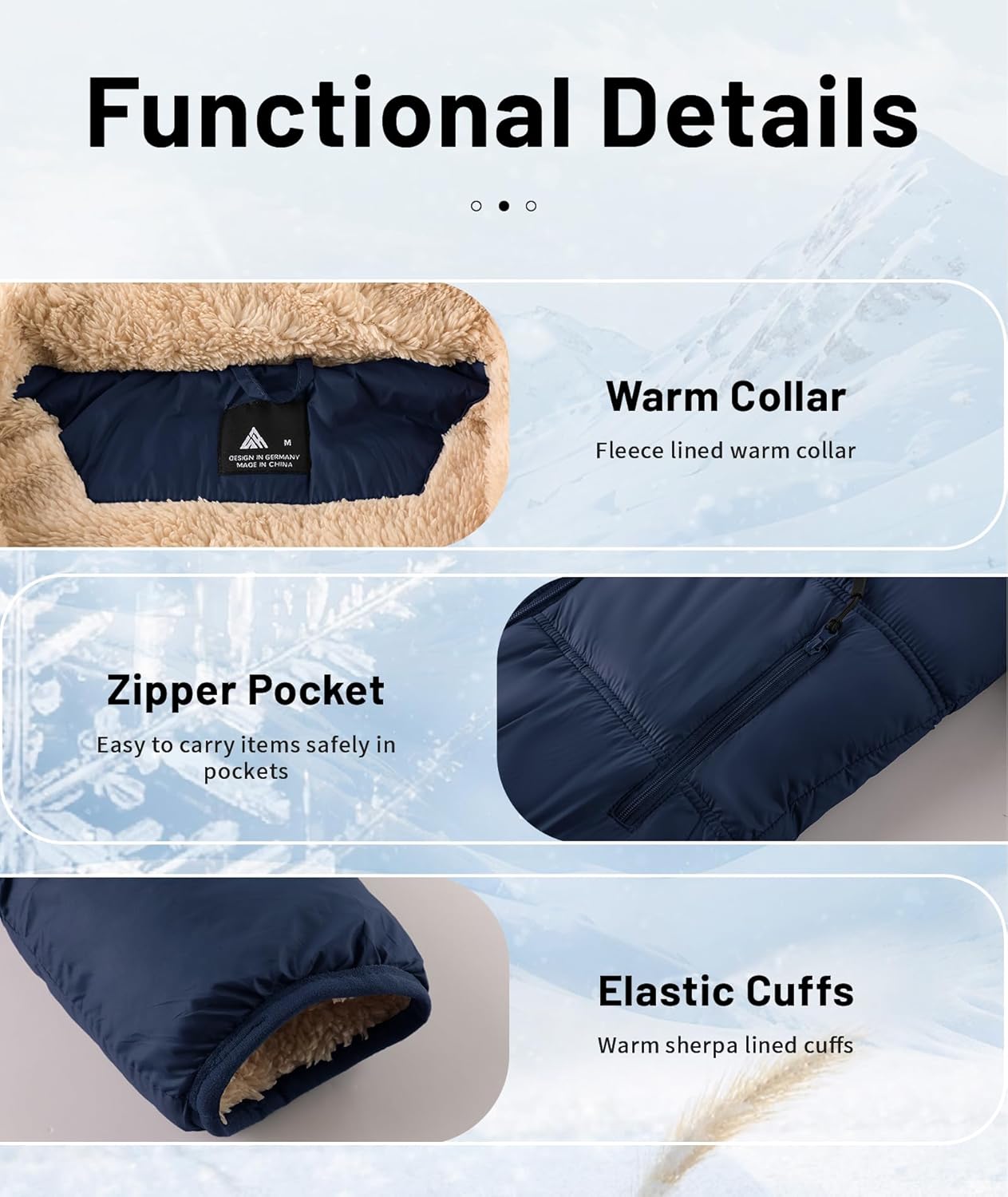 ZITY Boy's Winter Coat Thermal Puffer Jacket Warm Sherpa Fleece Lined Water-Resistant Zip Outerwear Coat with Detachable Hood - Image 6