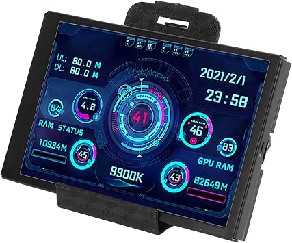 3.5 Inch Computer Temperature Monitor, IPS Full View LCD Display Small Screen USB Interface Direct Connection for AIDA64 PC CPU RAM Hard Disk Data Monitor Black
