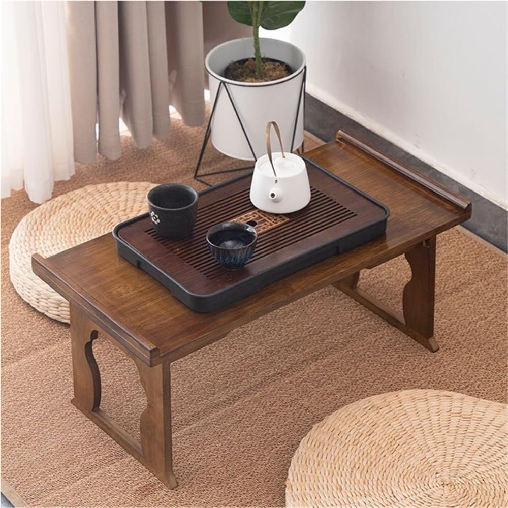 Foldable Coffee Table, Small Low Tea Table, Chinese Minimalist Style Window Tables for Tatami Tea Room Balcony Living Room(19.7''x8.9''x11.8'')