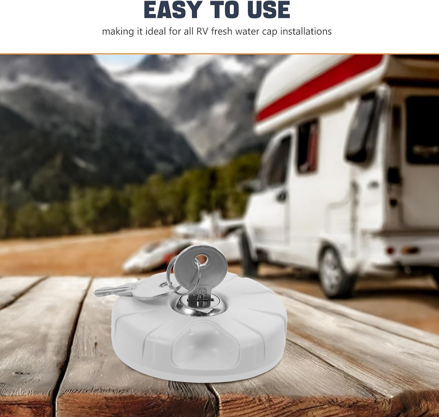 Unomor Rv Fresh Water Inlet Cover with Lock and Keys Gravity Water Tank Filling Cap for Motorhome and Camper for Camping Trailer