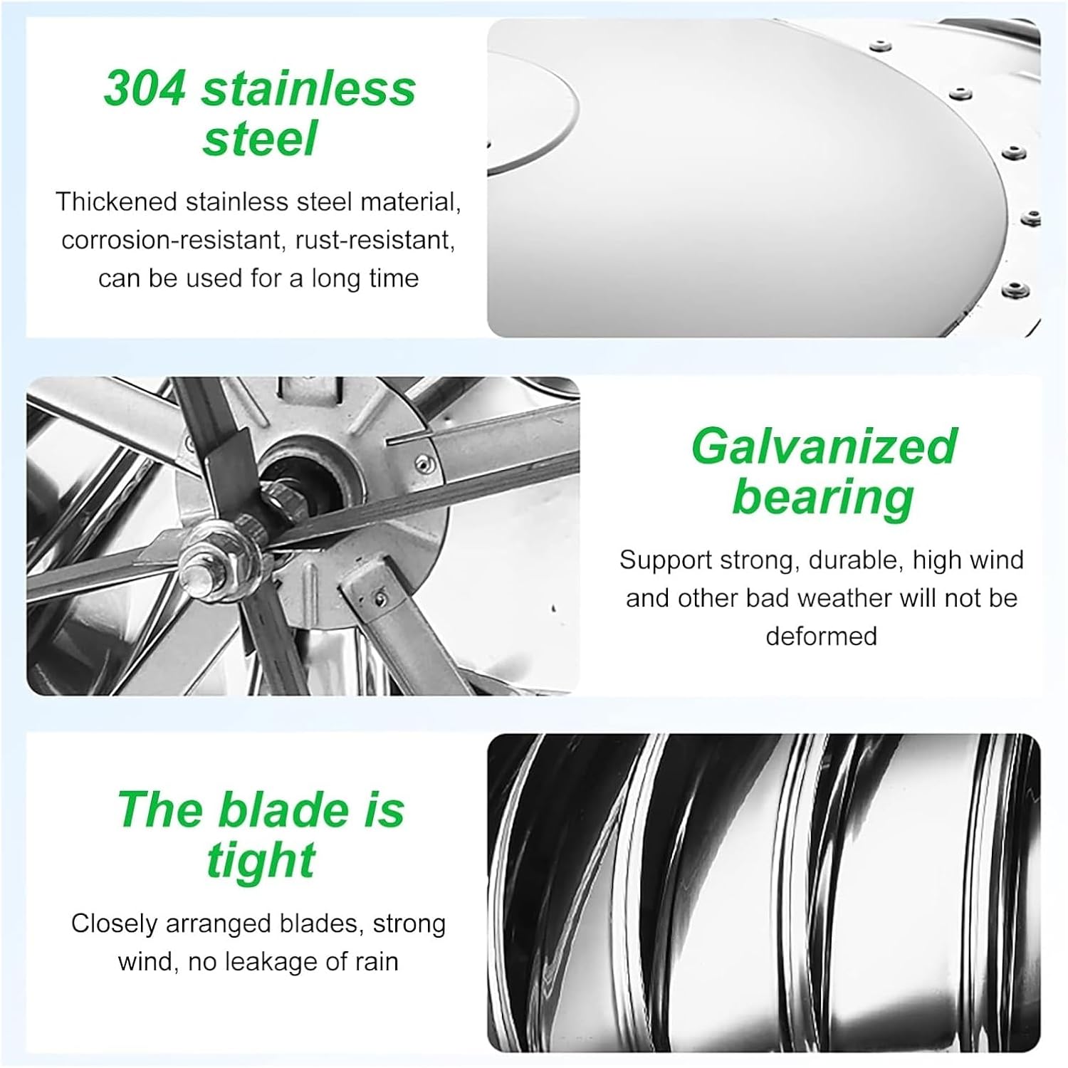 Roof Wind,Stainless Steel Turbine Ventilator Vents Rotating Chimney Cowl Caps 304 Stainless Steel Roof Turbine Ventilator No Assembly Required Rainproof for Roof Vents Chimney Fireplace Bath