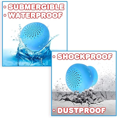 Miniatura 4 de ArtCreativity Altavoz Bluetooth de succión impermeable para niños y adultos, 1 unidad, altavoz Bluetooth portátil con micrófono, altavoz recargable