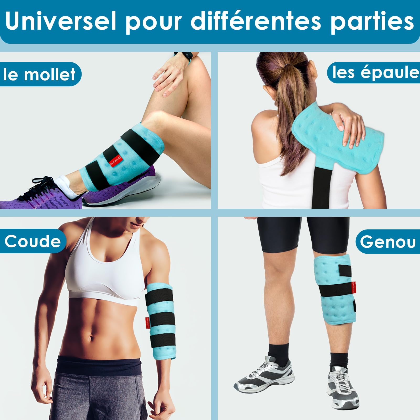 Comfytemp 2 Unité Packs de Glace Mollets pour les Blessures, Poche de Gel Réutilisable pour le Coude, Compresses Froide et Chaude pour Soulager la Douleur Gonflement, Tendinite, Genou, Jambe, Épaules
