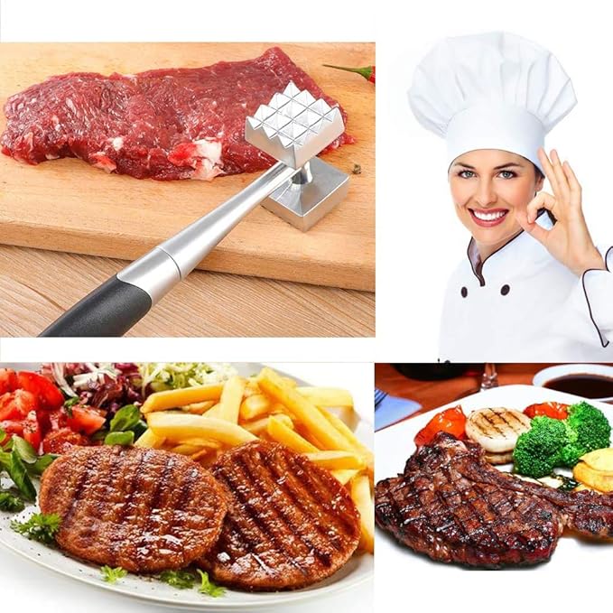 Martillo Ablandador de Carne Doble Cara Acero Inoxidable 21.84 cm miniatura 4