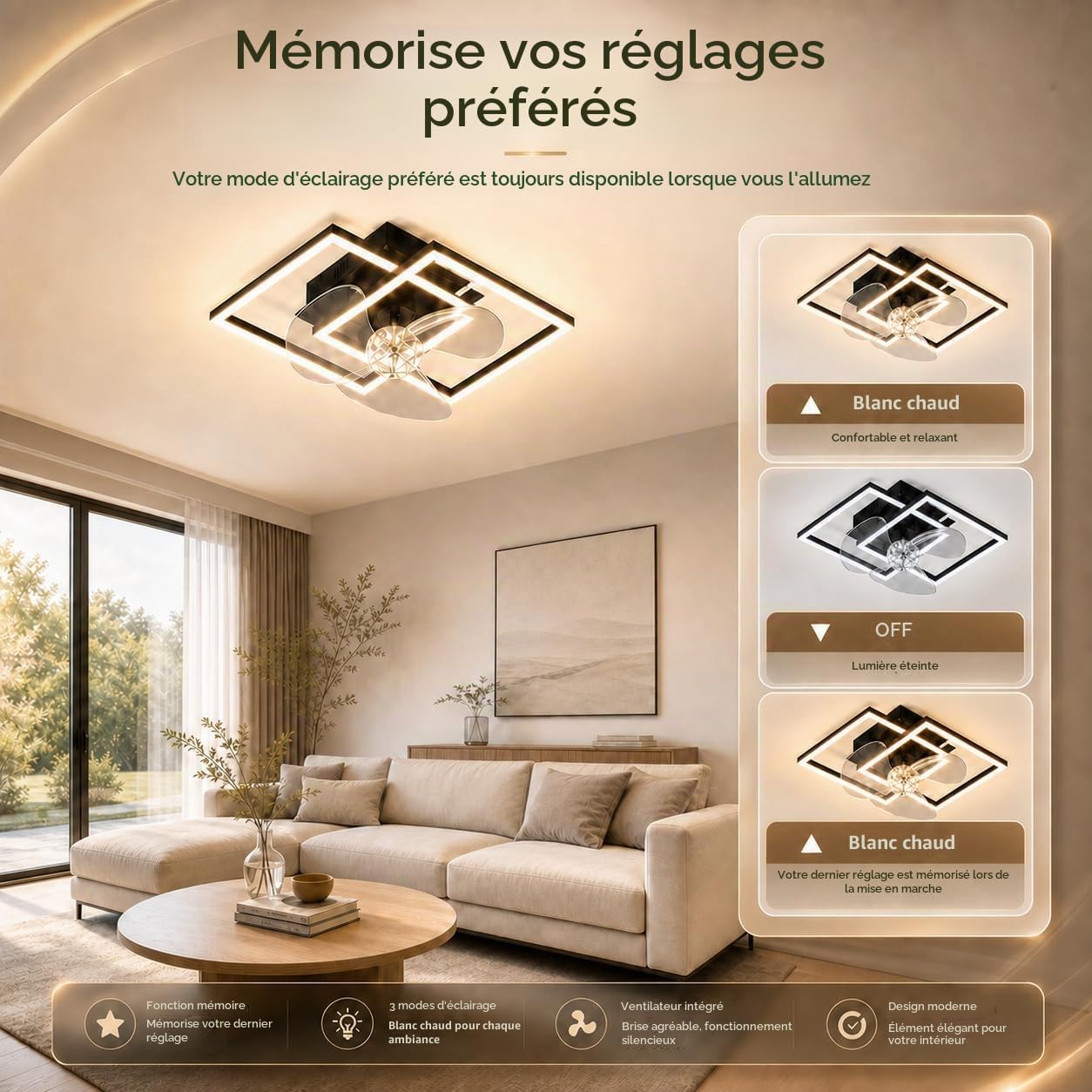 LED Lampe de Plafond Ventilateur Dimmbar Ventilateur Eclairage 29W
