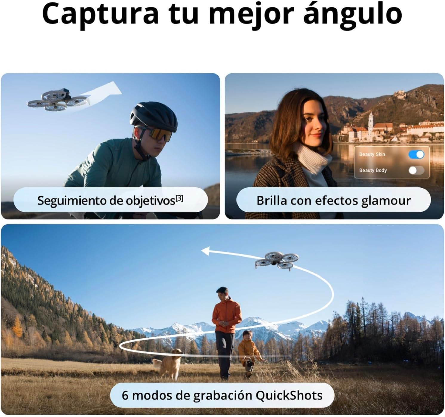 Flip, dron con cámara 4K UHD para Adultos, ‌< 249 g, estabilización en 3 Ejes, transmisión de vídeo a 13 km, despegue Desde la Palma (DJI Flip (GL) Bundle 01)