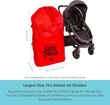 J.L. Childress Disney Baby Gate Check Bag for Single & Double Strollers - Travel Bag for Airplane, Fits Most Standard Baby Strollers, Airport Accessories for Gate Check - Mickey Mouse, Red