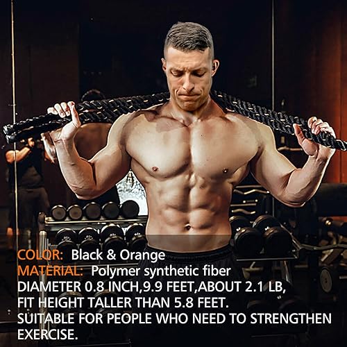 Miniatura 8 de Cuerdas de salto pesadas para fitness 3 libras cuerdas de combate para adultos con peso para hombres y mujeres entrenamiento total en el gimnasio