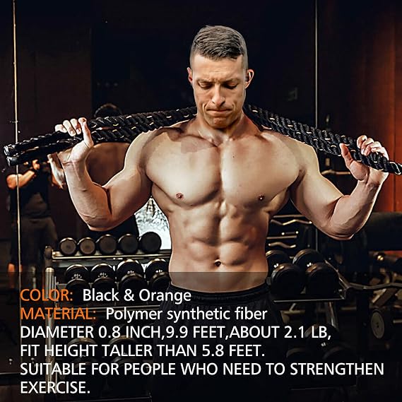 Heavy Jump Ropes for Fitness 2LB/3LB/5LB,Weighted Adult Skipping Rope Exercise Battle Ropes for Men & Women,Total Body Workouts, Power Training in Gym to Improve Strength and Building Muscle
