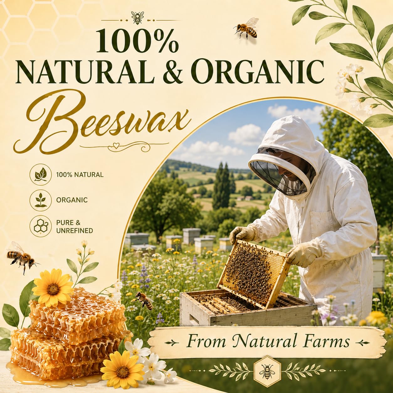 Pellets de cera de abeja natural blanca, 10 libras, cera de abeja orgánica sin parafina, cuidado de la piel, bricolaje, bálsamo labial, jabón, suministros para hacer velas en casa