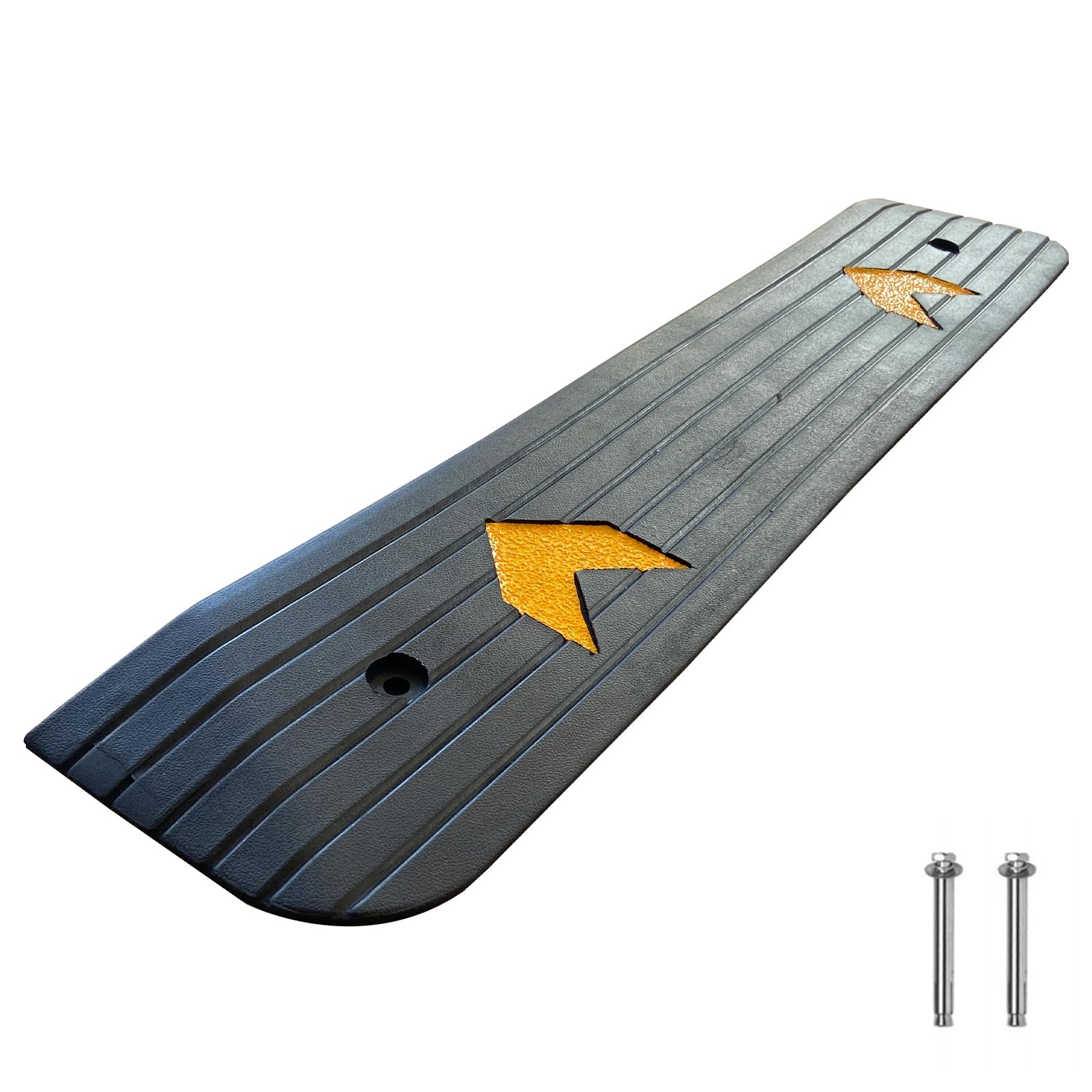 Rubber Threshold Ramp for Doorways Heavy Duty 2.5cm 1" Rise Wheelchair Ramp, 1 Pack Recycled Rubber Power Curb Ramp for Door Threshold Wheelchair Scooter Ramp Curb Ramp (RTR25)