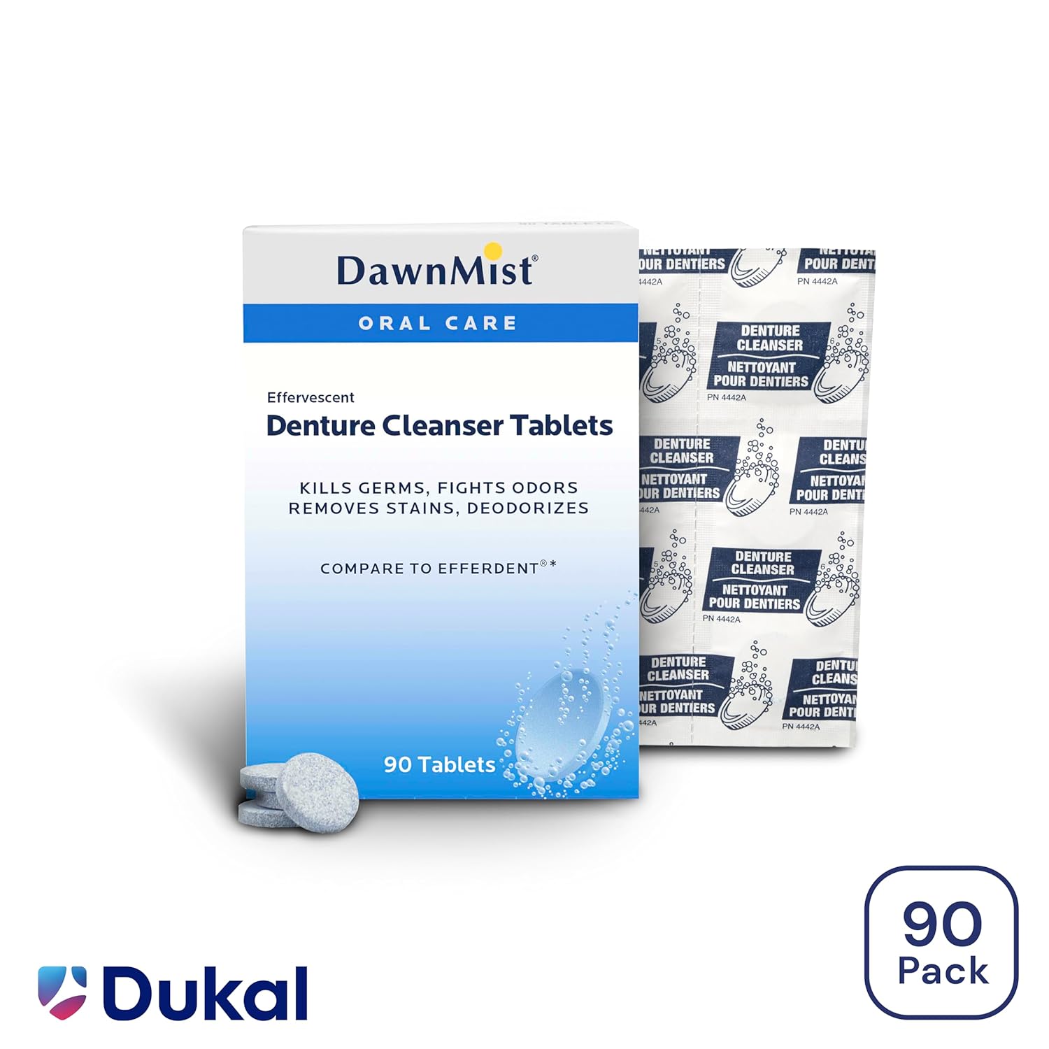 Dukal DEN6290 Dawn Mist Denture Cleanser Tablet, 90 ct., Pack of 2160