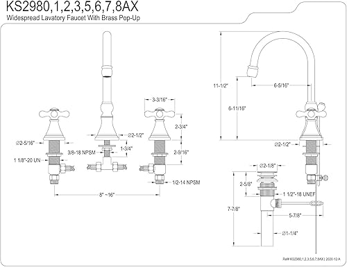 Miniatura 12 de Kingston Brass KS2980AX Governor - Grifo de baño generalizado con ventana emergente de latón, alcance de boquilla de 6-5/16 pulgadas, negro mate