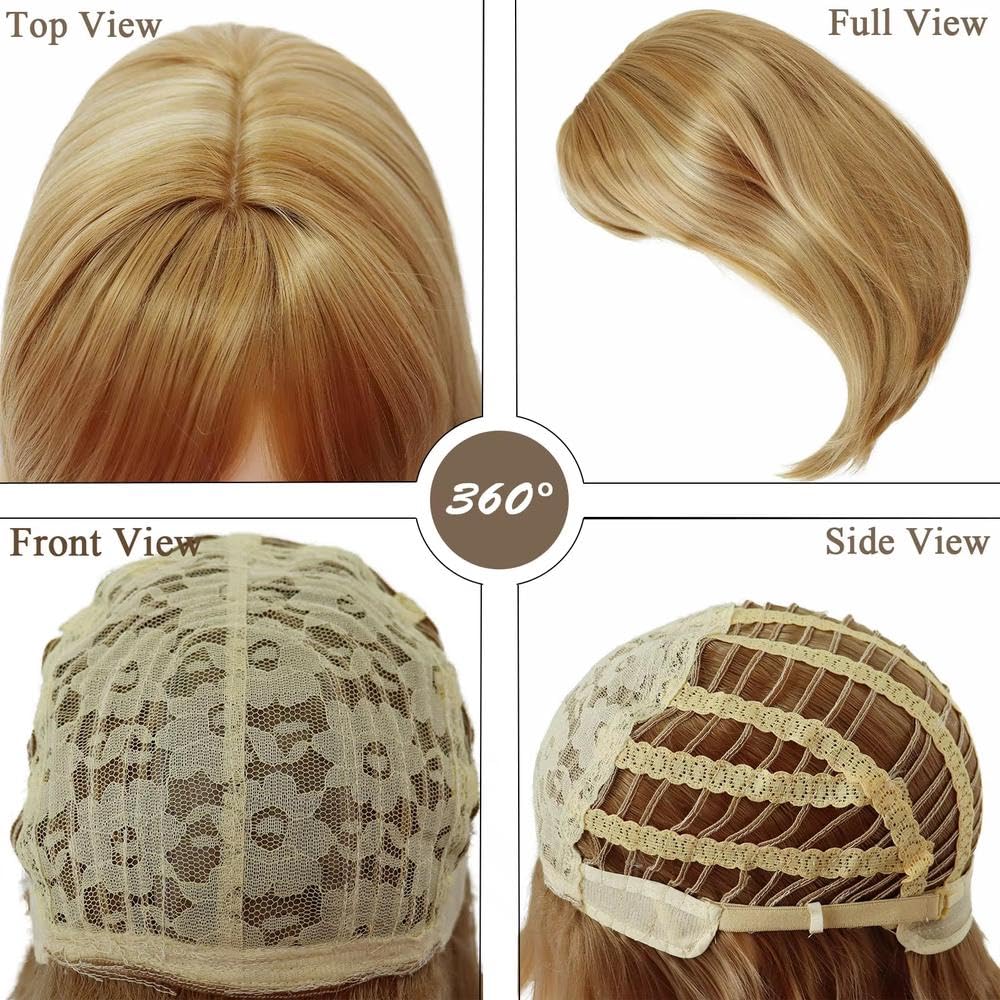 Haarpflege Blonde Mittellange Schulterlange Glatte Haarperücke Für Frauen Tägliche Party Cosplay