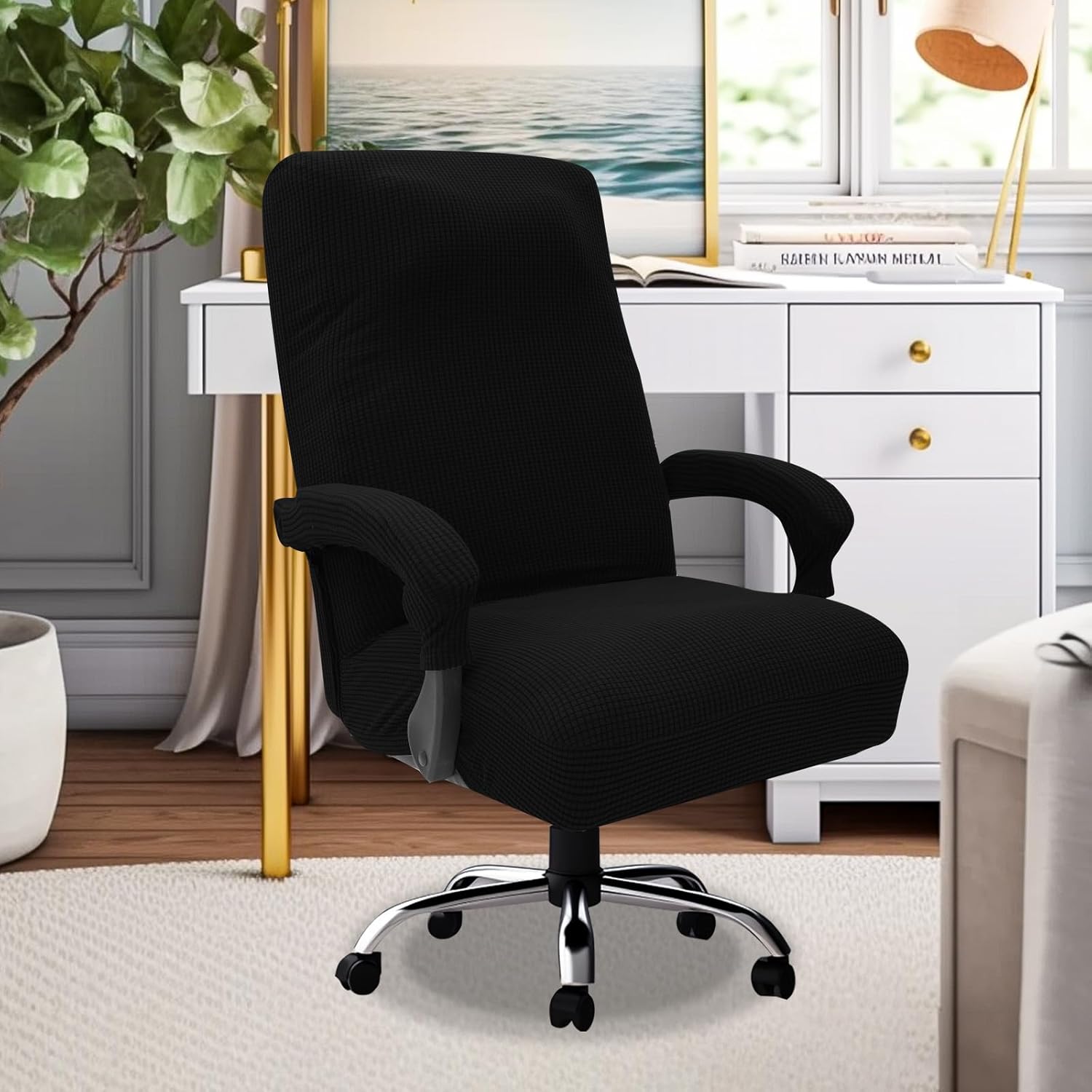 1 Paire De Housses D'accoudoirs De Chaise D'ordinateur De Bureau, Tissu