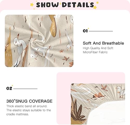 Miniatura 5 de Kigai Fitted Crib Sheet for Boys Girls,Surfing Pigeon Jersey Knit Baby Sheet for Standard Crib and Toddler Bed Mattresses, Cozy Soft Breathable, 28