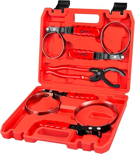 Miniatura 8 de WETT Juego de llaves giratorias para filtro de aceite, herramienta estándar de extracción de filtro de aceite de 4 piezas, alicates removedores de