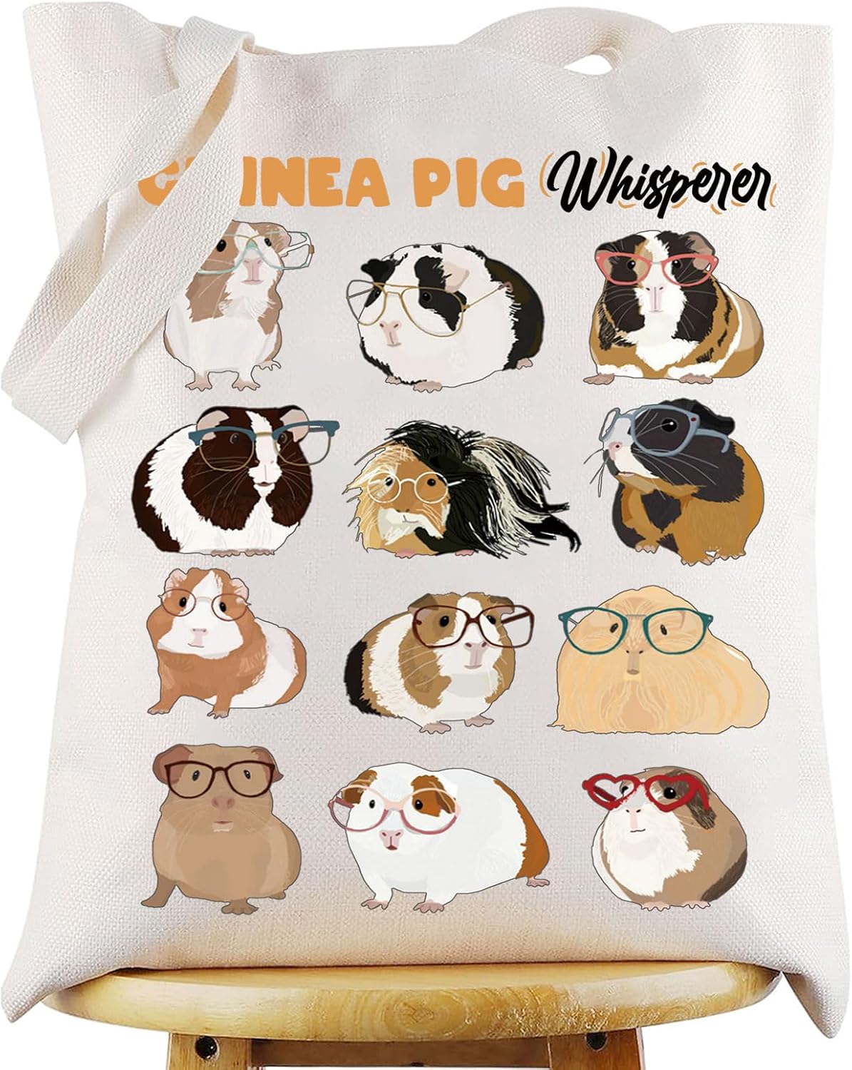 WZMPA Funny Guinea Pigs Tote Bag Cavy Lover Gift Guinea Pigs Whisperer Reusable Grocery Bag Wheek Hamster Merchandise