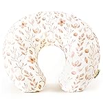 GRSSDER Nursing Pillow Cover, Stretchy Soft Minky Breastfeeding Pillow Slipcover, Fit Most Nursing Support Pillows for Breastfeeding, Comfortable Safe Pillow Cover, Watercolor Pink Flora