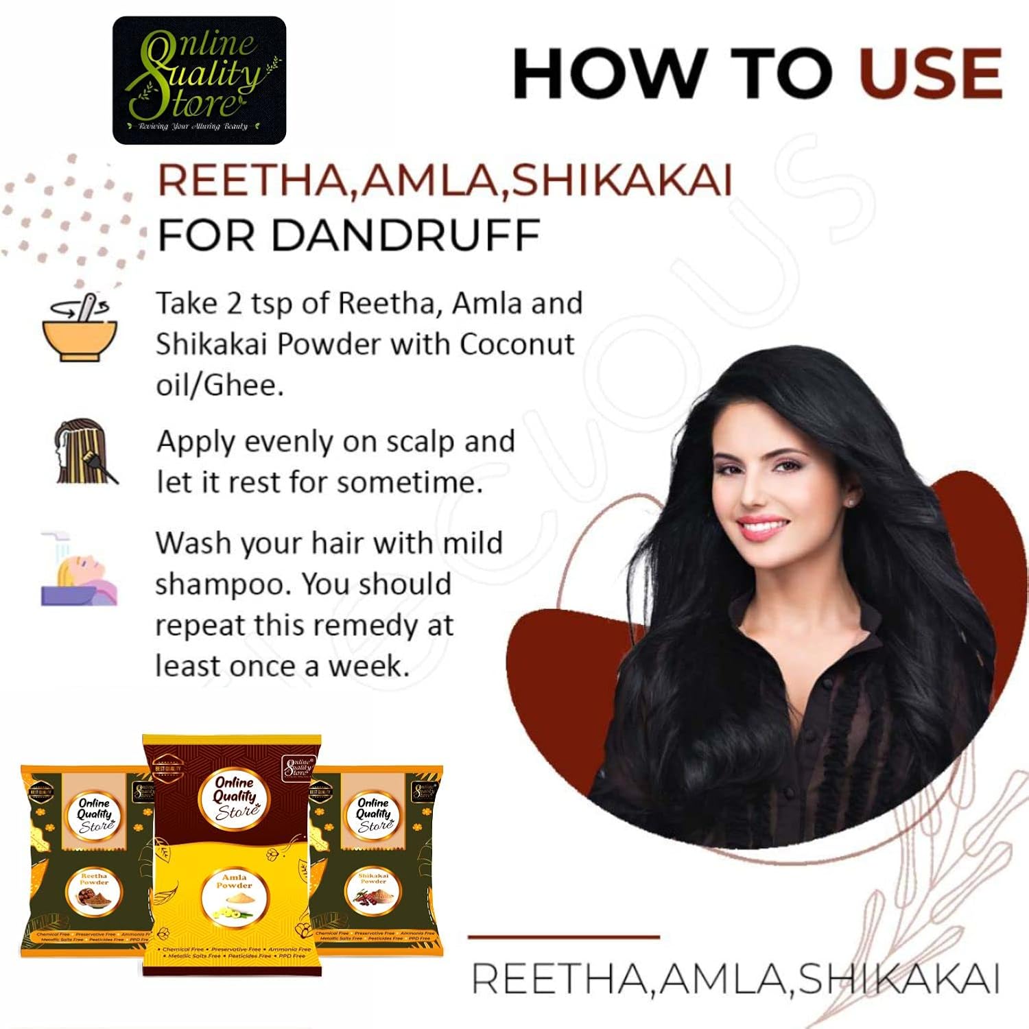Online Quality Store Reetha Amla Shikakai Powder For Hairs(Reetha 350 Grams,Shikakai 350 Grams, Amla 200 Grams