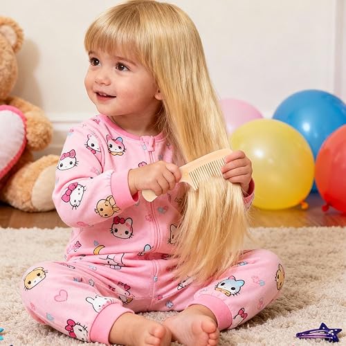 Miniatura 5 de Juego de 8 peines para el pelo del bebé con patrón de oso, cepillo de pelo de 4 colores para niñas y niños, peine de peinado con cola de rata, mini