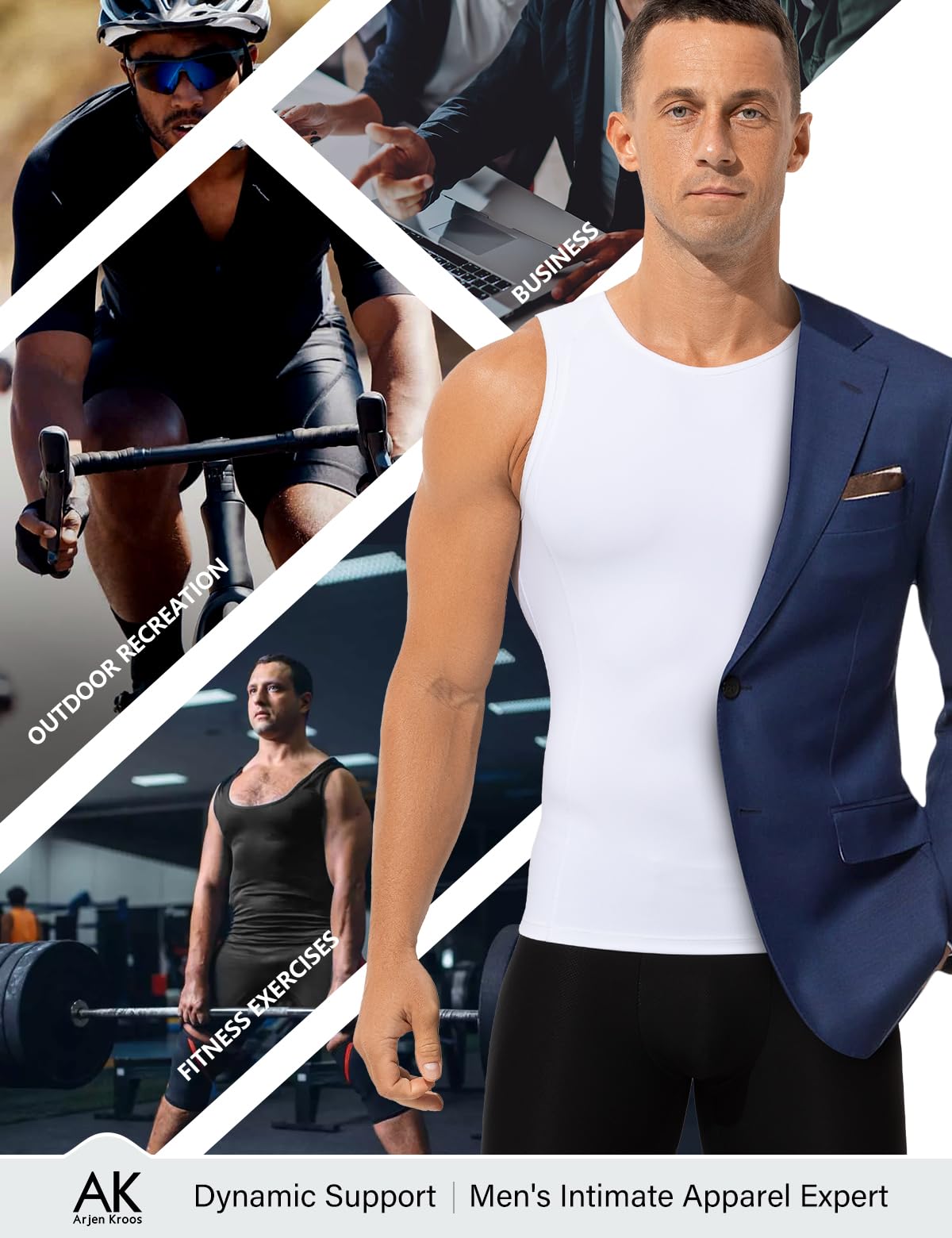 Arjen Kroos Camiseta Compresión Hombre Chaleco Moldeador para Control Abdomen y Pecho, Faja Reductora para Hombre Body Shaper Tirantes sin Mangas