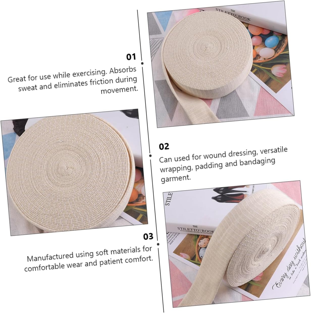 Didiseaon 2rolls Cotton Stockinette Tubular Bandages Pack Flexible and Reusable Elastic Bandage for Arm Leg and Joint Comfort for Dressing and Padding