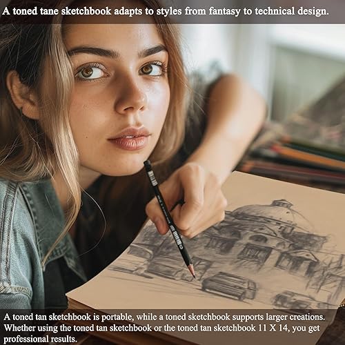 Miniatura 157 de Cuaderno de bocetos de 9 x 12 pulgadas, bloc de bocetos con espiral superior, paquete de 1 bloc de 100 hojas (68 libras/3.53 oz/m² - 100 g/m2)