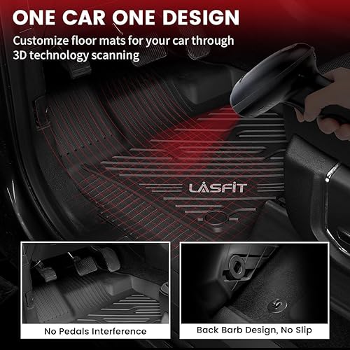 Miniatura 3 de LASFIT Alfombrillas para Ford Explorer 2020-2025 para 6 pasajeros, se adapta a 1, 2 y 3 fila, revestimientos de suelo antideslizantes de TPE para