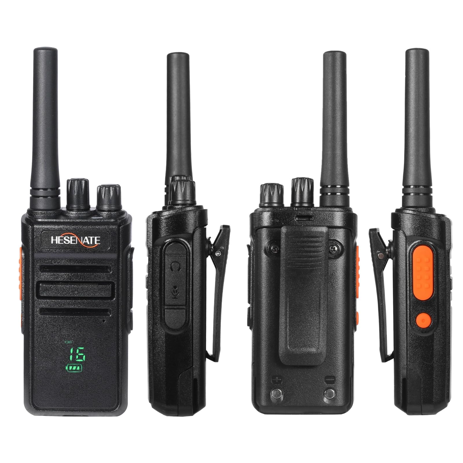 Talkie Walkie PMR446 sans Licence 16 Canaux, Rechargeable avec Chargeur USB, Talkie Walkie Professionnel avec Oreillette (2pcs, Noir)