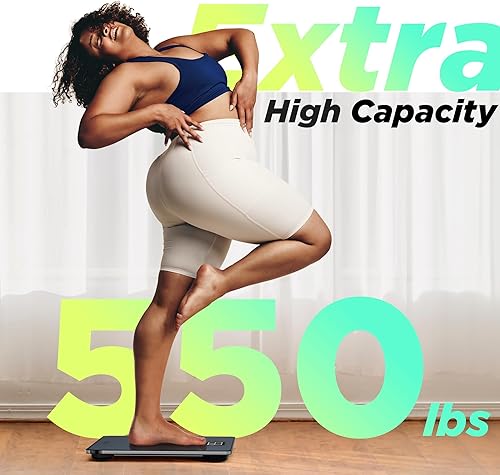 Miniatura 5 de Báscula digital de baño de 550 libras para peso corporal con plataforma ultra ancha y pantalla LCD grande, báscula precisa de alta precisión con