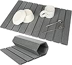 Large Stone Dish Drying Mat for Kitchen Counter, Eco-friendly, Instant Drying Pad,Diatomaceous Earth Water Absorbing Mat, Foldable and Super Absorbent Dish Drying Stone Mat, 24"×16", Dark Gray