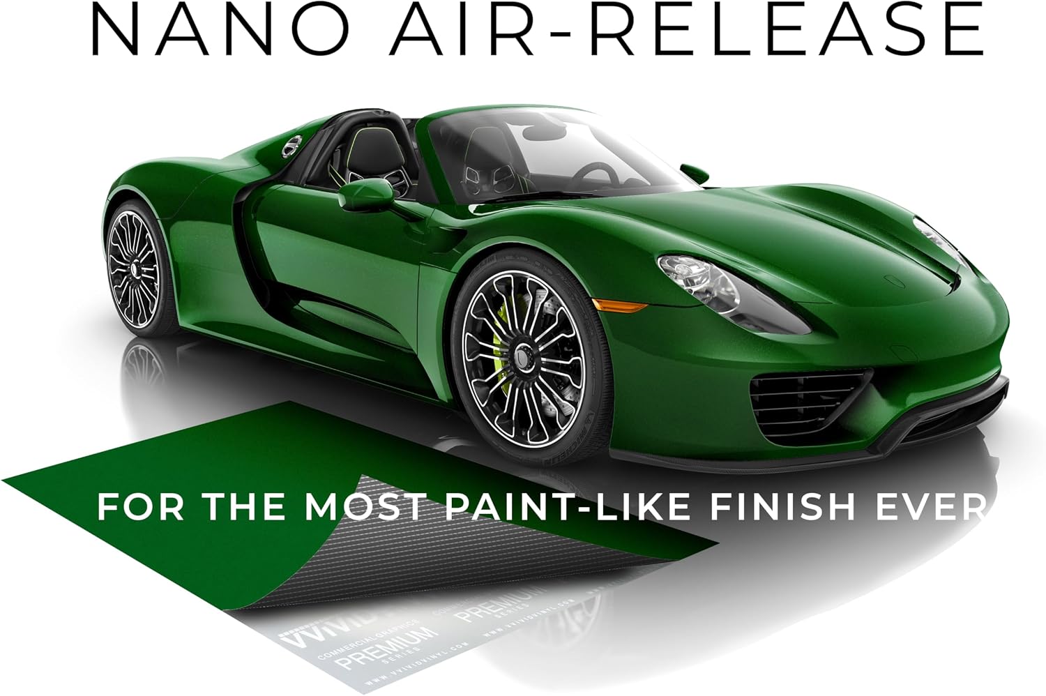 VViViD+ Ultra Gloss Metallic Green Vinyl Car Wrap Premium Paint Replacement Film Roll with Nano Air Release Technology (1ft x 5ft)