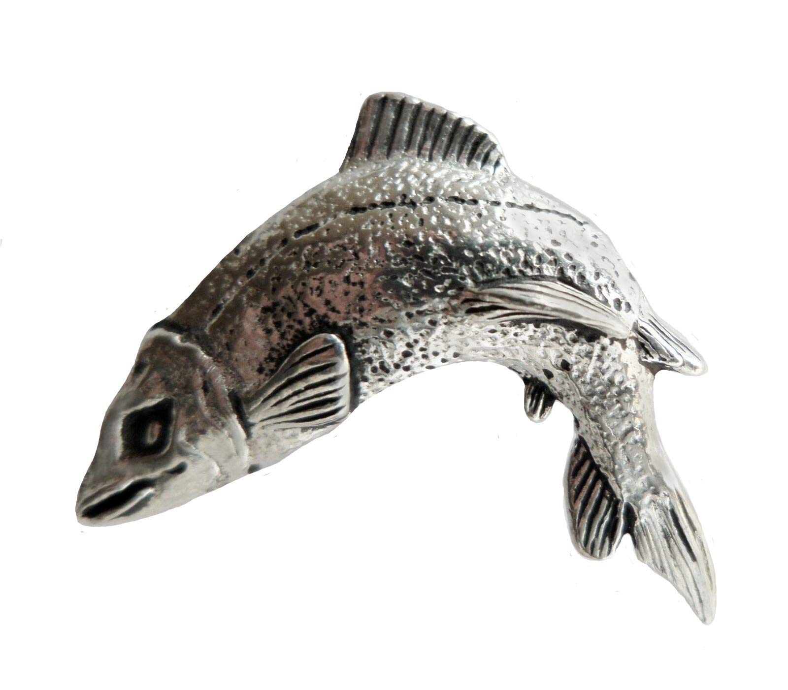 Salmon Turning Pin Badge - Hand Made in Cornwall, England in Solid Pewter