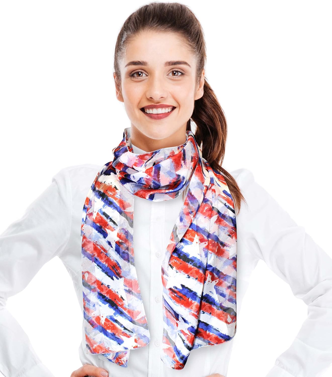 CBC Crown Patriotic USA Flag American Flag Star Scarf Fashion Novelty Scarves 13"x 60" or 35" x 35"