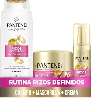 Pantene Pro-V Rizos Definidos Champú 625ml, Mascarilla 300ml, Moldeador De Rizos 145ml, Rizos Rebeldes Y Encrespados. Protege Enlaces Capilares