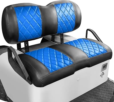 NOKINS Golf Cart Seat Covers Fit EZGO TXT RXV Freedom Liberty Express Premium Front Seat Cushion, Golf Cart Accessories Replacement Premium Front Seat Covers, No Stapler Blue&Black