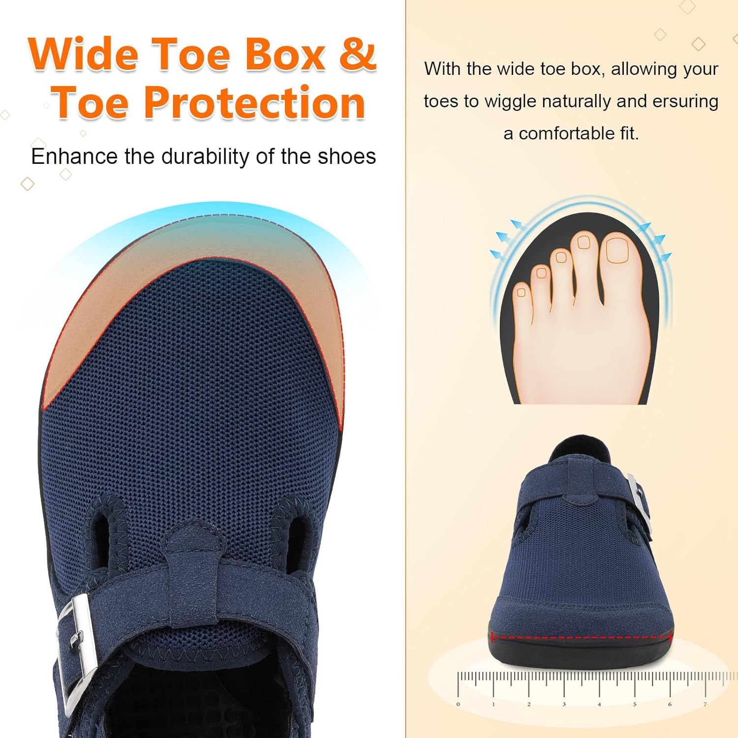 XIHALOOK Womens Walking Shoes Wide Toe Barefoot Shoes Zero Drop Minimalist Loafer with Adjustable Strap Slip on Clogs