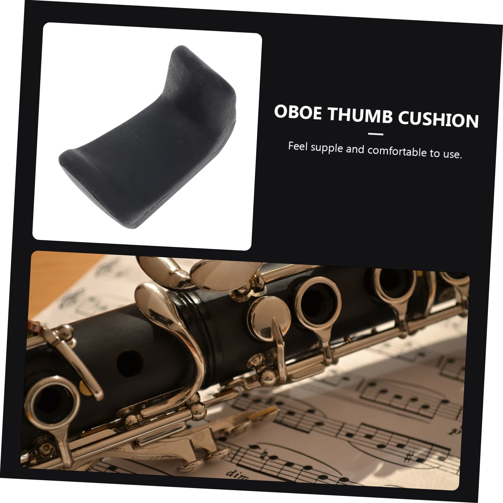 ERINGOGO 2Pcs Oboe Thumb Rest Pad Durable Rubber Thumb Protection for Oboe Clarinet Instruments Easy to Install Black Accessories for Enhanced Playing Comfort