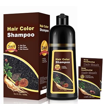 Hair Dye Shampoo 3 in 1 for Women & Men, Rich Coffee Root-to-Tip Coloring with Natural Extracts, 3-4 Weeks Lasting Smooth Shiny Finish, Easy Home Use for All Hair Types 16.9 fl oz Coffee