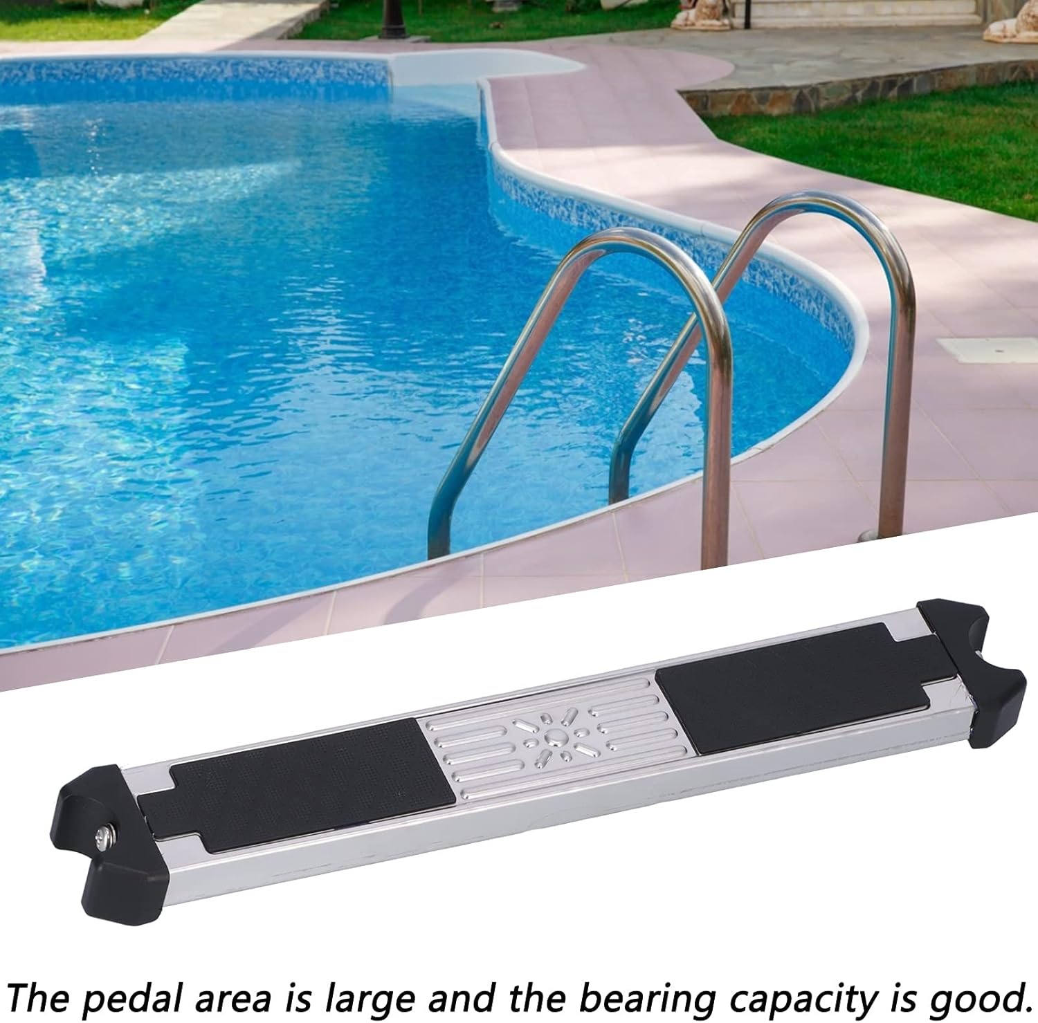 Pool Ladder Replacement Steps, Stainless Steel Thickened Swimming Pool Ladder Steps with Non‑Slip Pad, Durable Ladder Tread Accessory for Most Above-Ground & In-Ground Ladders Hot Spring Pool