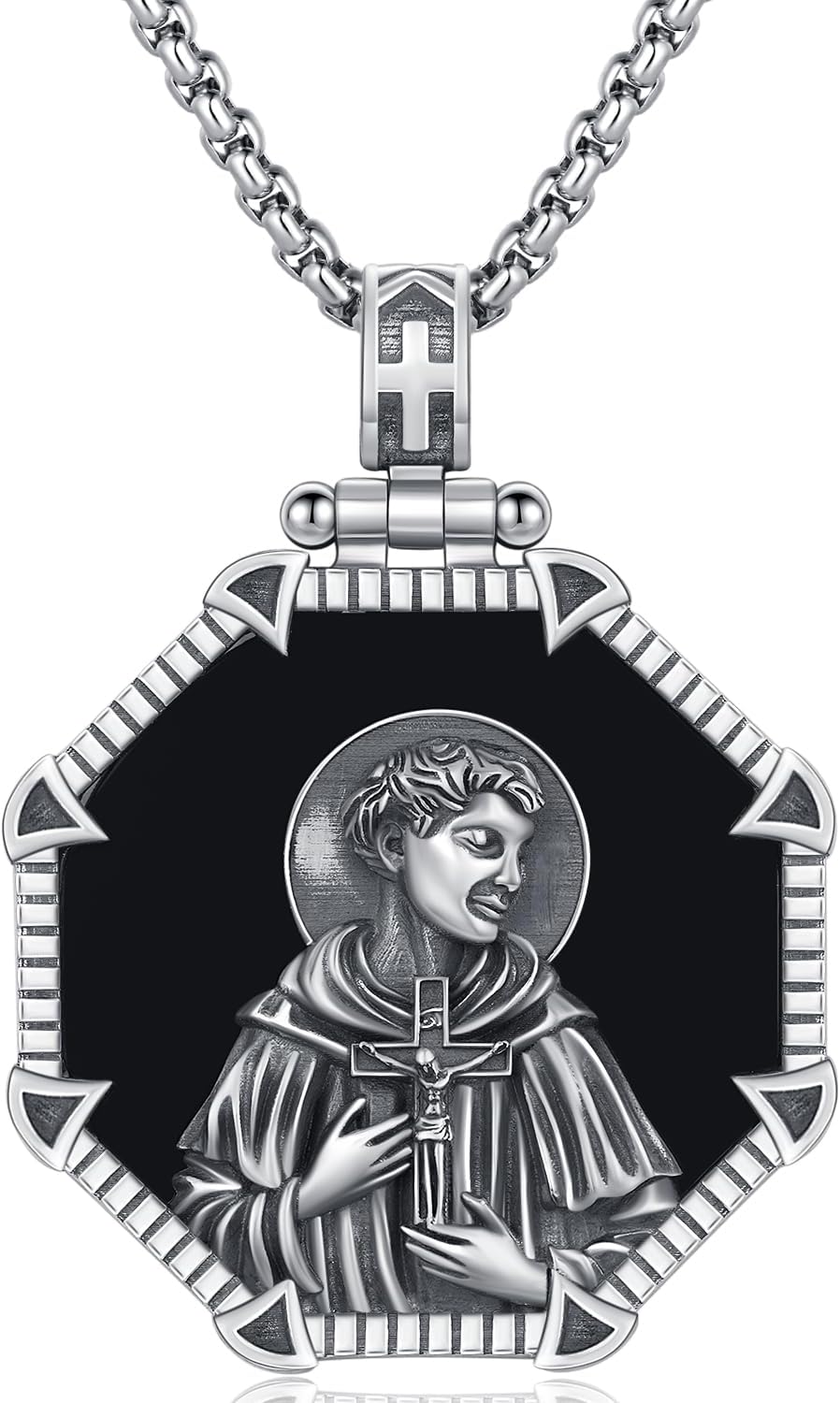 Saint Necklace 925 Sterling Silver St Necklace Amulet Pendant Jewelry Religious Gift for Men Women
