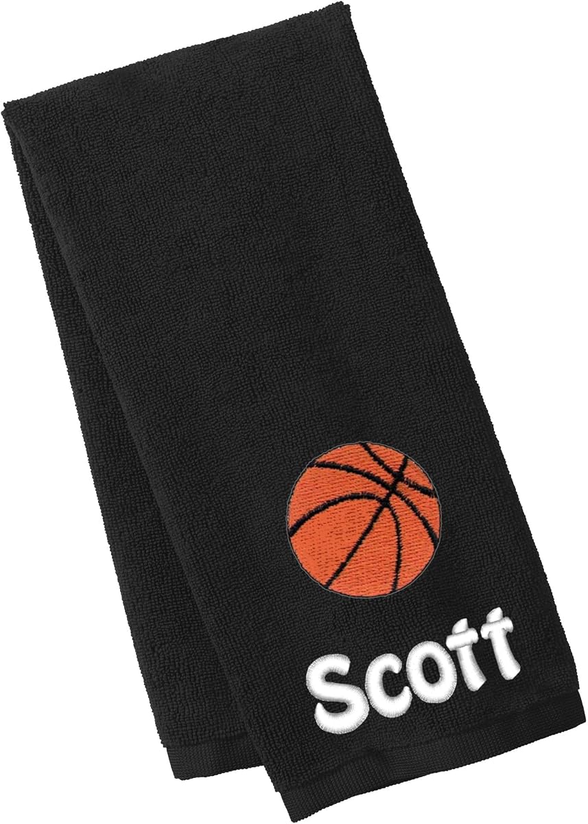 Toalla de baloncesto personalizada, entrenamiento, gimnasio, microfibra ligera pequeña, nombre bordado, regalo deportivo con monograma