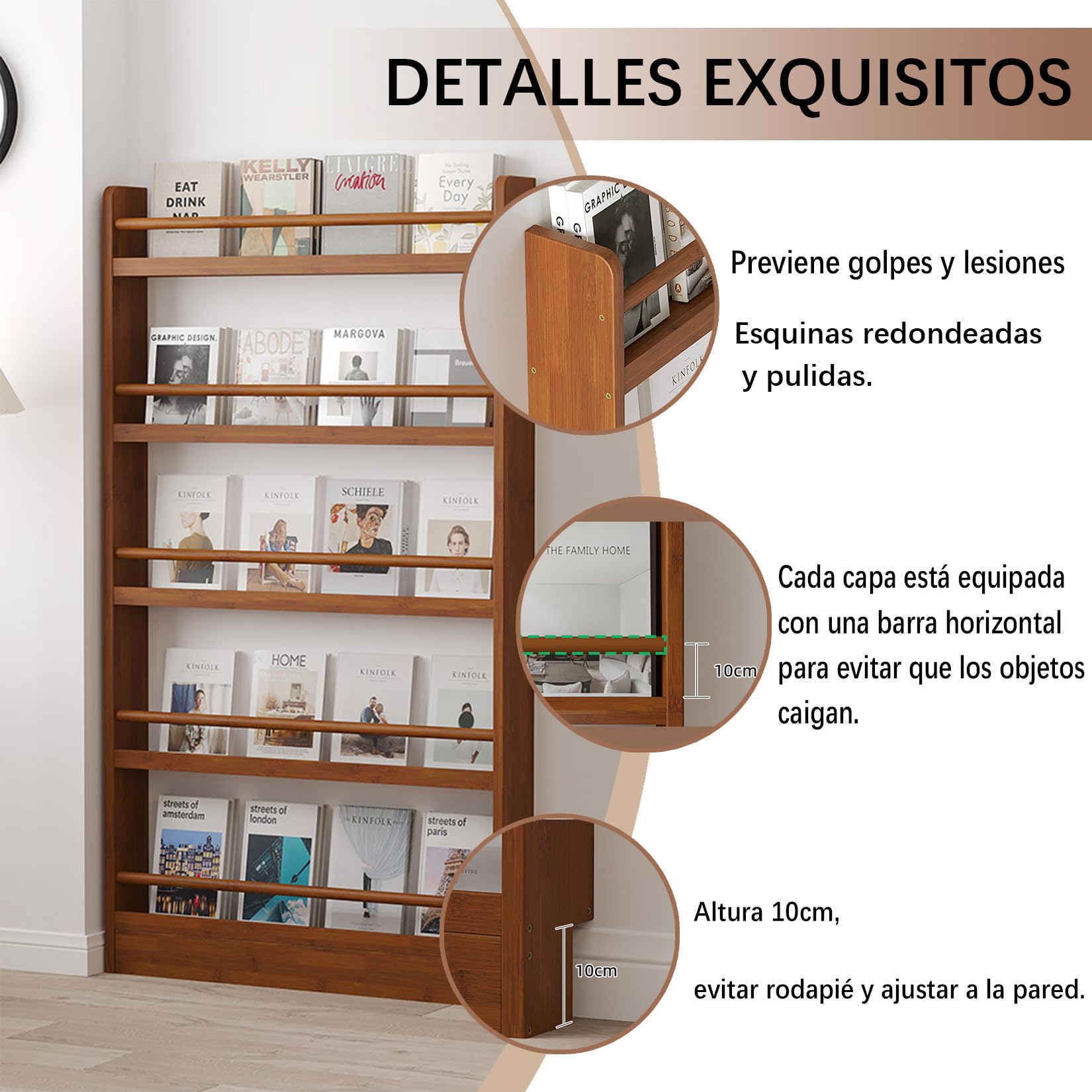 Estantería Ahorra Espacio, Estantería de Puerta Ultra Estrecha de 10 cm, Muebles de Almacenamiento Detrás de la Puerta, Mueble de Almacenamiento para Sala de Estar y Estudio