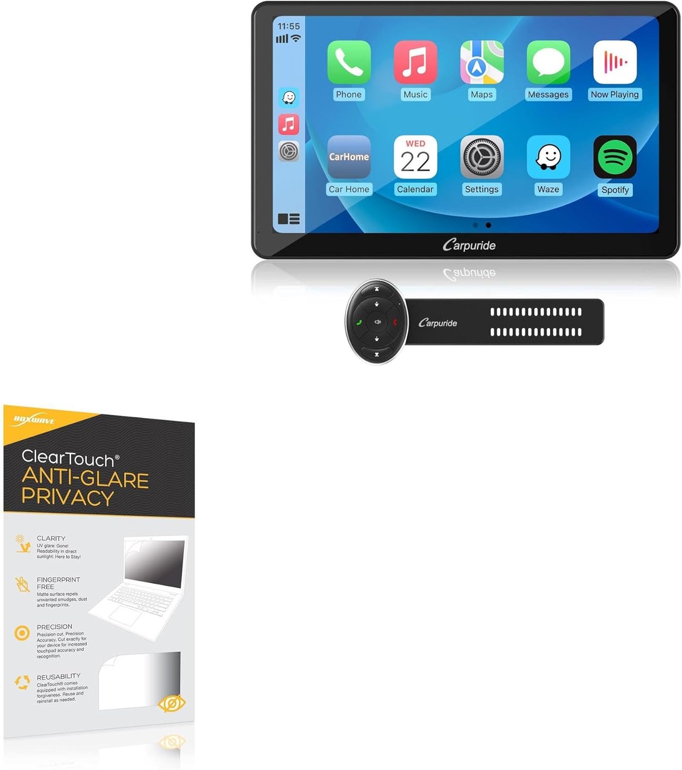 BoxWave Screen Protector Compatible With Carpuride W101-SWC (10.1 in) - ClearTouch Anti-Glare Privacy (2-Pack), Privacy Screen Protector Flexible Film Anti-Glare