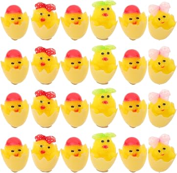 Vaguelly 24pcs Easter Chicken Decorations Realistic Cute Mini Chicks for Spring Party Cake Decoration and Basket Fillers Farm Animal Figurines for DIY Crafts Table