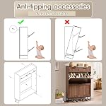 Fluted Shoe Cabinet Storage for Entryway – Narrow Shoe Rack with 2 Flip Drawers & 2 Storage Drawers, Freestanding Hidden Shoe Organizer for Foyer, Hallway (Walnut)