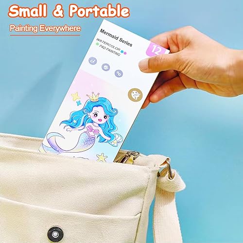 Miniatura 4 de BAOXUE Paquete de 6 juegos de pintura de acuarela para niños, libro de pintura de acuarela de bolsillo, libros de pintura con agua para colorear