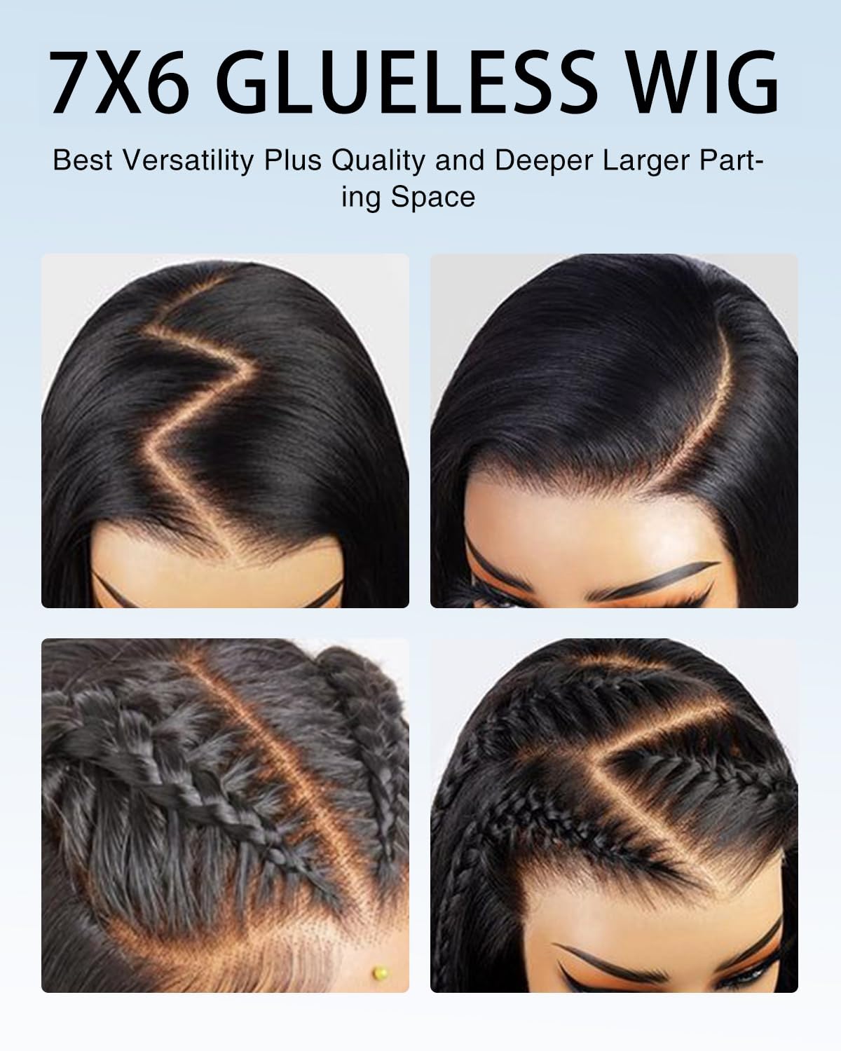 Glueless Wigs Human Hair Pre Plucked Pre Cut 250 Density 7x6 Lace Front Wigs Body Wave Closure Wigs For Women 100% Human Hair #1B Natural Black 20inch