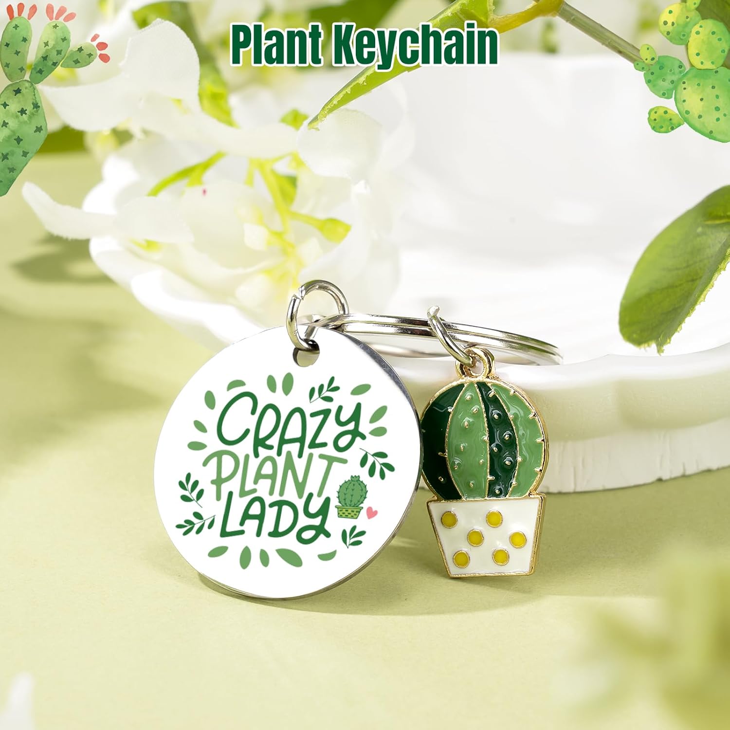 Plant Lover Gifts for Women,Succulent Cactus Ice Coffee Cup Gardening Gifts for Ladies With Crazy Plant Lady Keychain for Lover,Birthday/Friend/Christmas Gift - Image 7